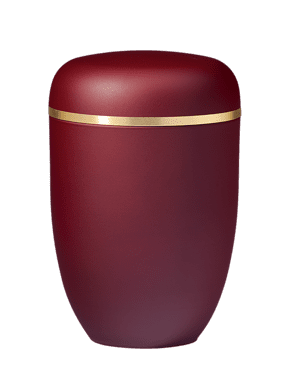 Rote Urne zur Feuerbestattung in Heppenheim